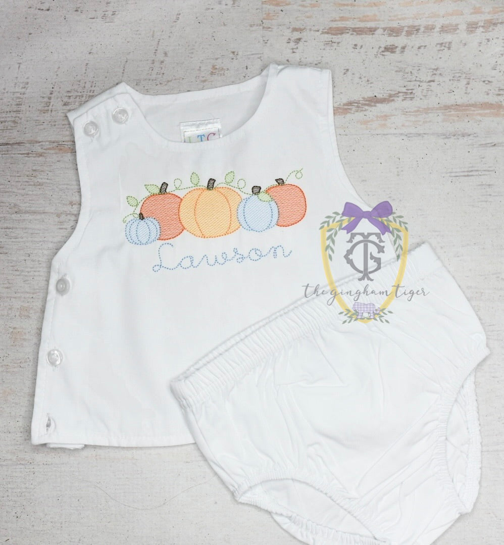 Pumpkin Embroidered Diaper Set