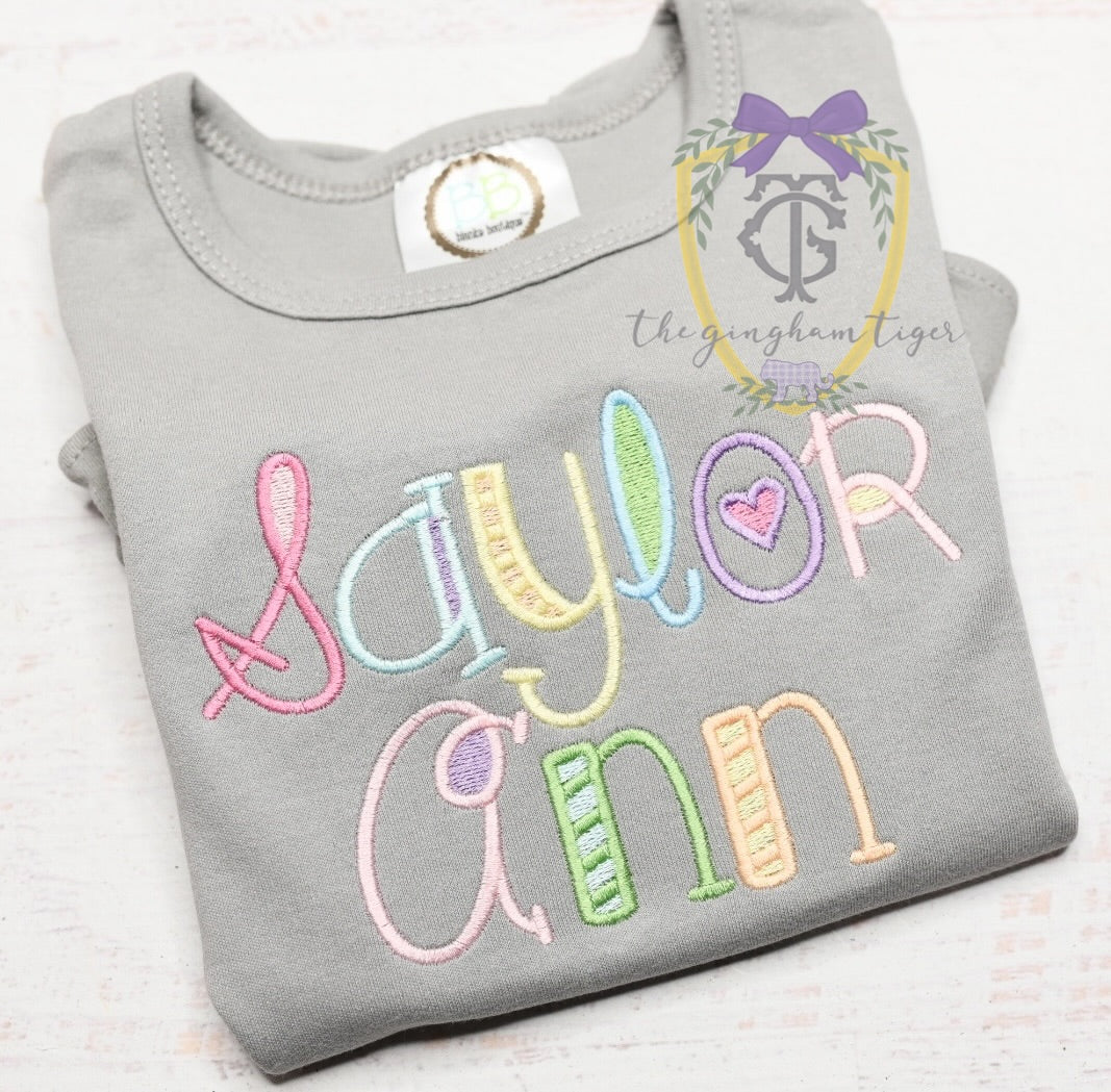 Fun Embroidered Name Tee or Sweatshirt