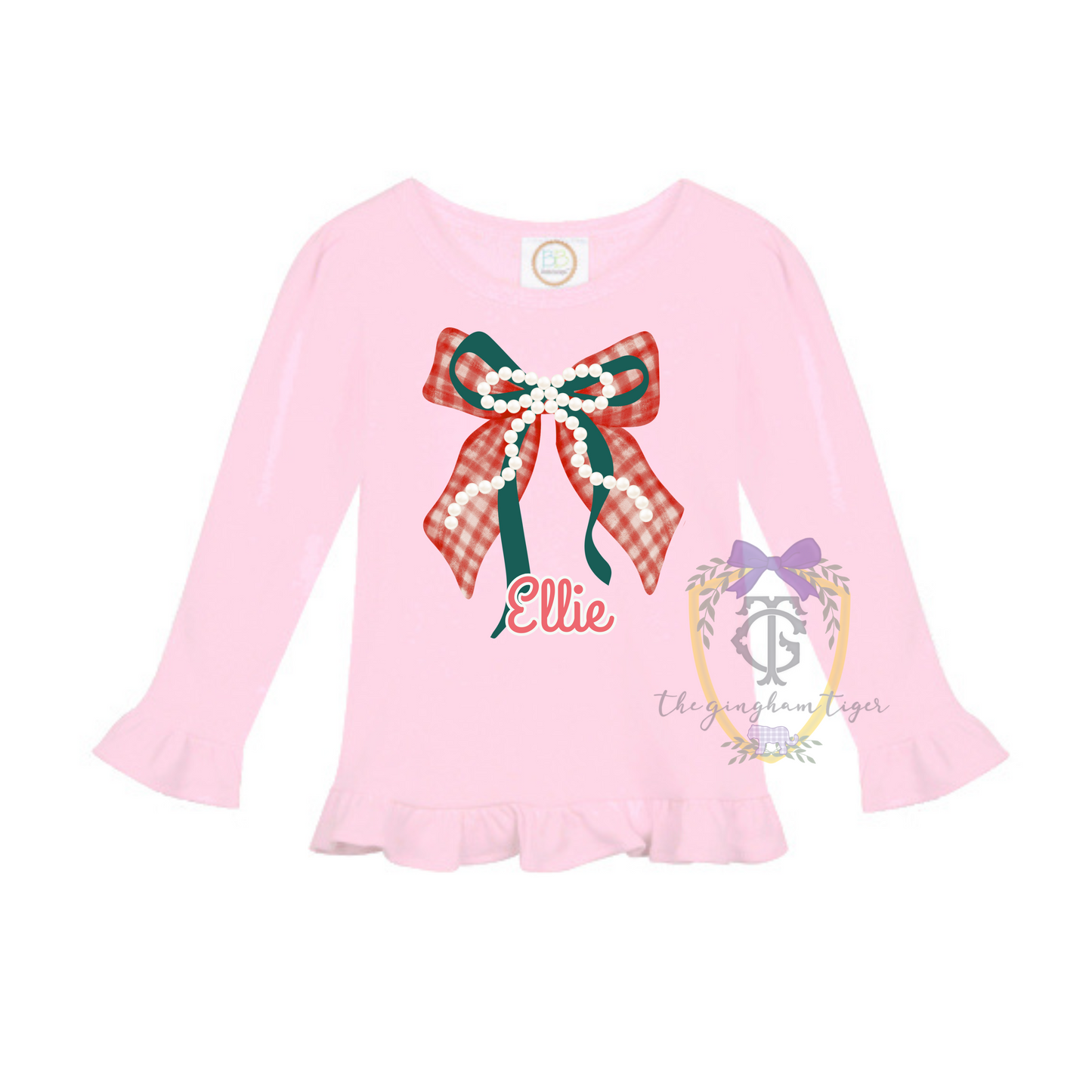 Christmas Pearl Bow Shirt or Sweatshirt (Infant-Youth)