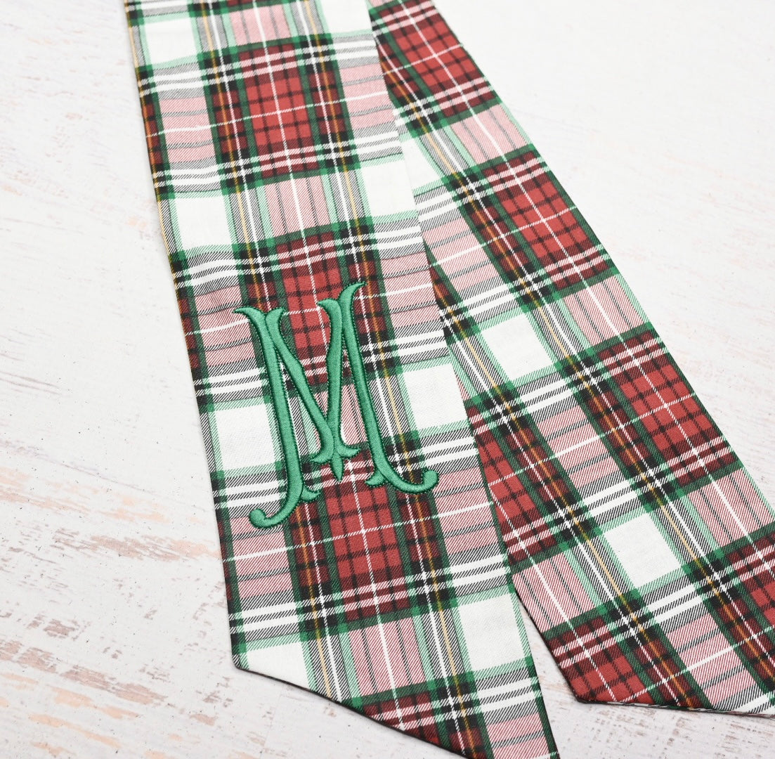 White Tartan Wreath Sash