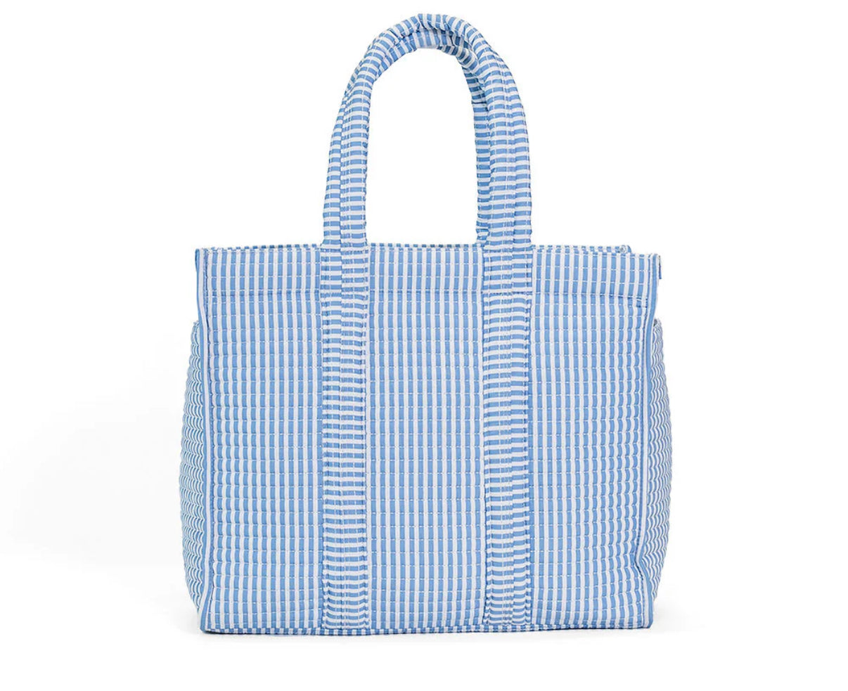 Quilted Go Go Tote Chambray Stripe TRVL