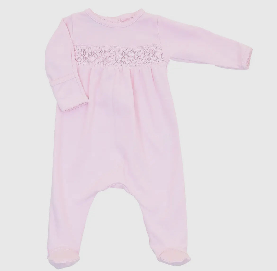 Essentials Solid Pink Smocked Footie