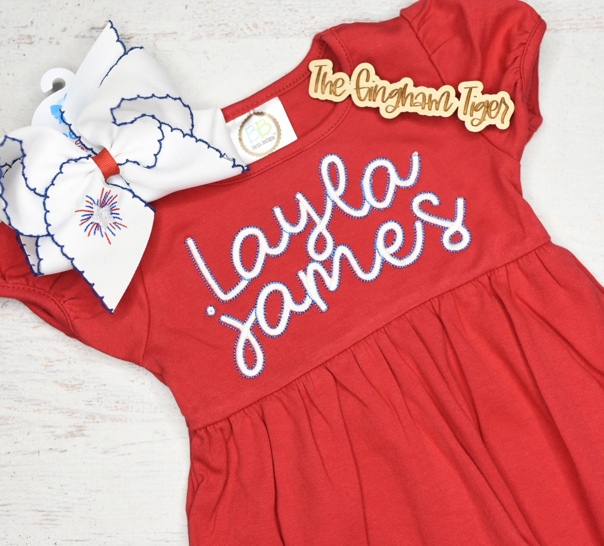 name on dress Embroidered Name Dress or Tee Sleeveless Bubble / 3T