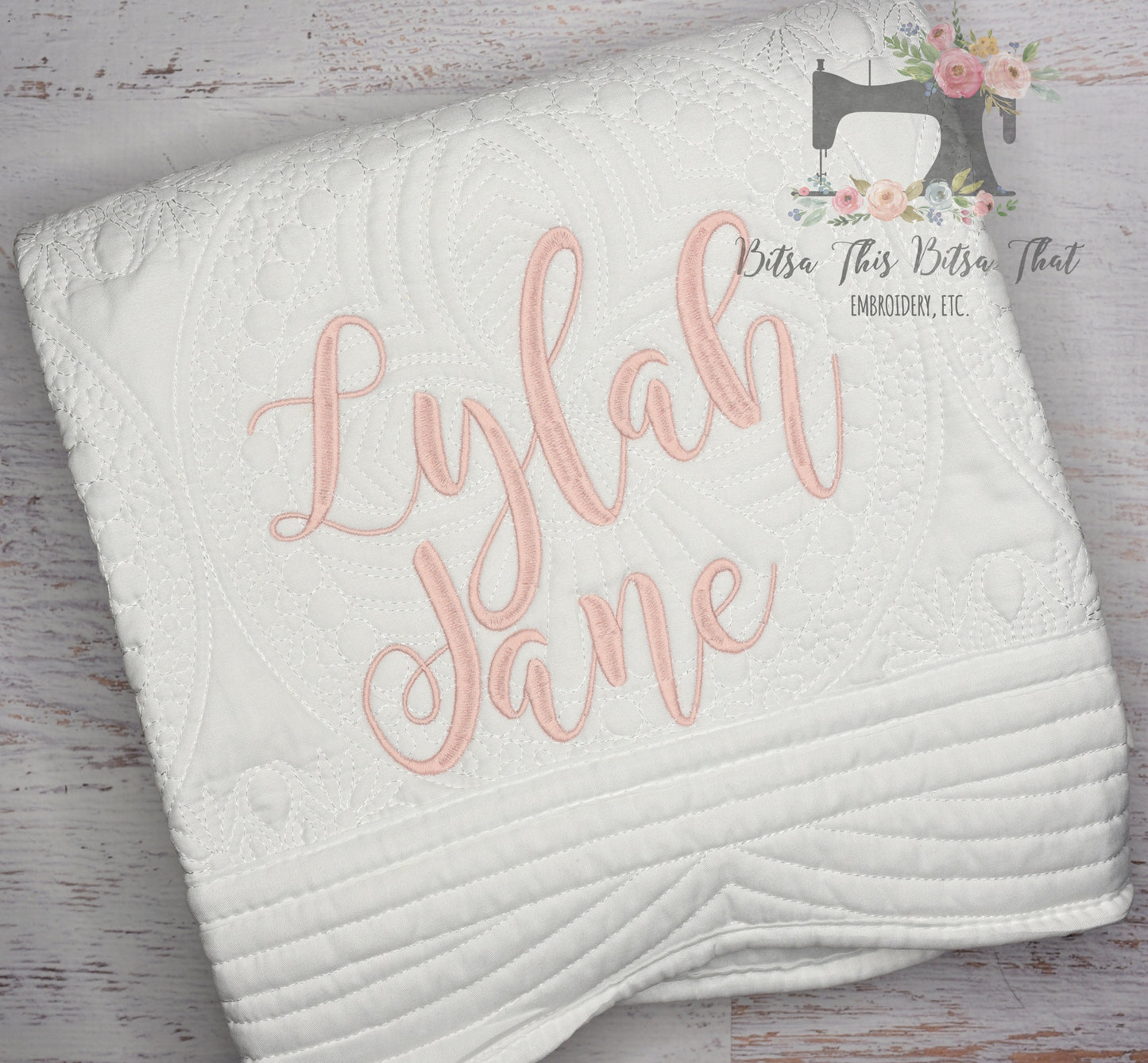 Heirloom Quilt with Cursive Name