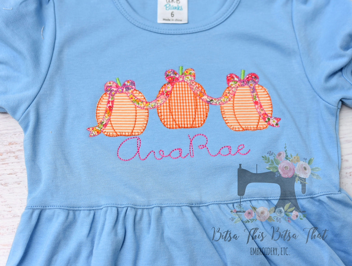Bow Pumpkin Trio Applique