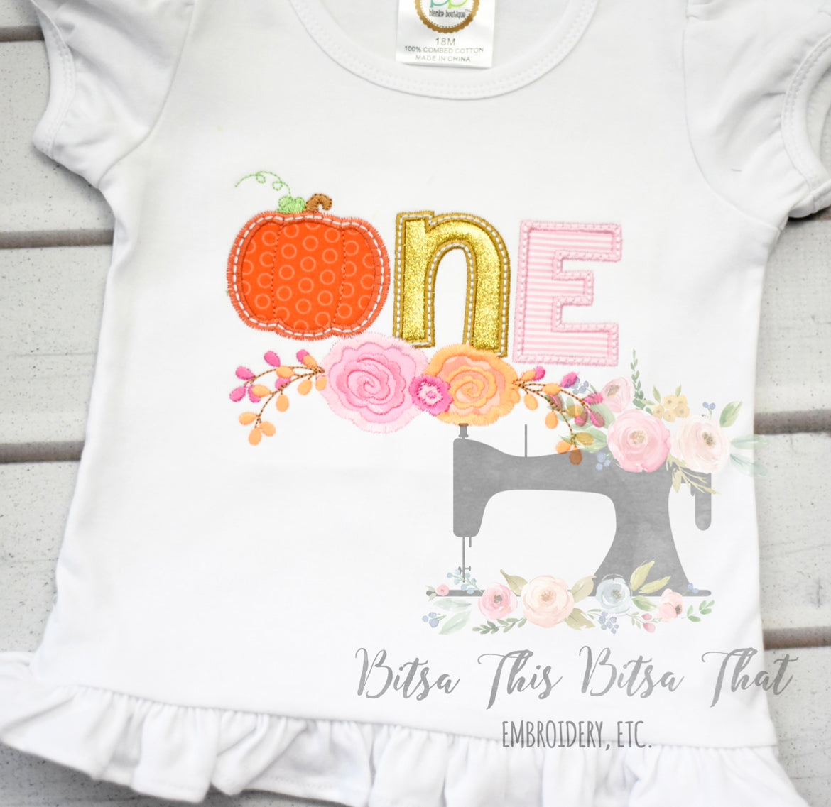 Pumpkin ONE Birthday Applique Tee
