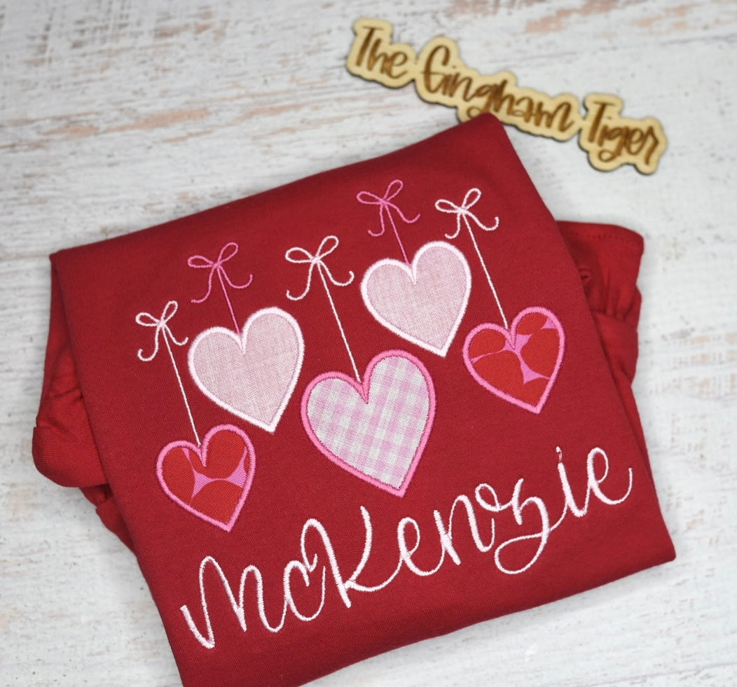Ribbon Hearts Applique Tee