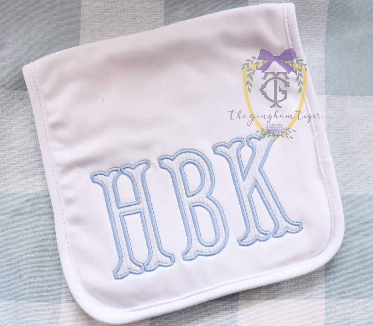 Initials Applique Burp Cloth or Bib