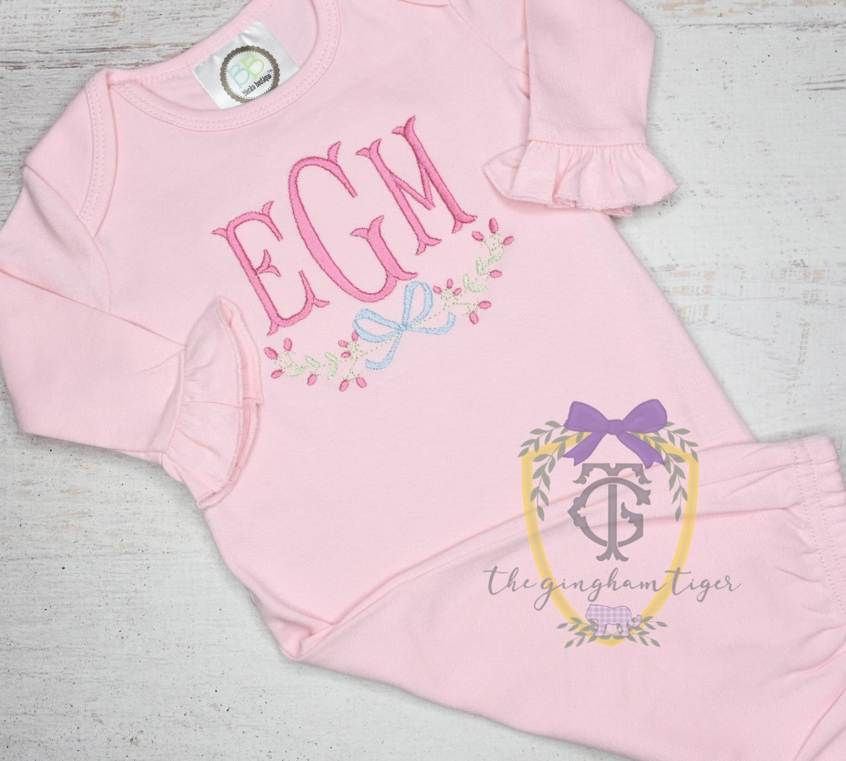 Paty Pink Flutter Sleeve Diaper Set with Bows
