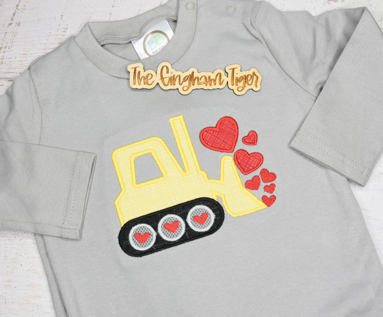 Bulldozer Valentine Applique Tee