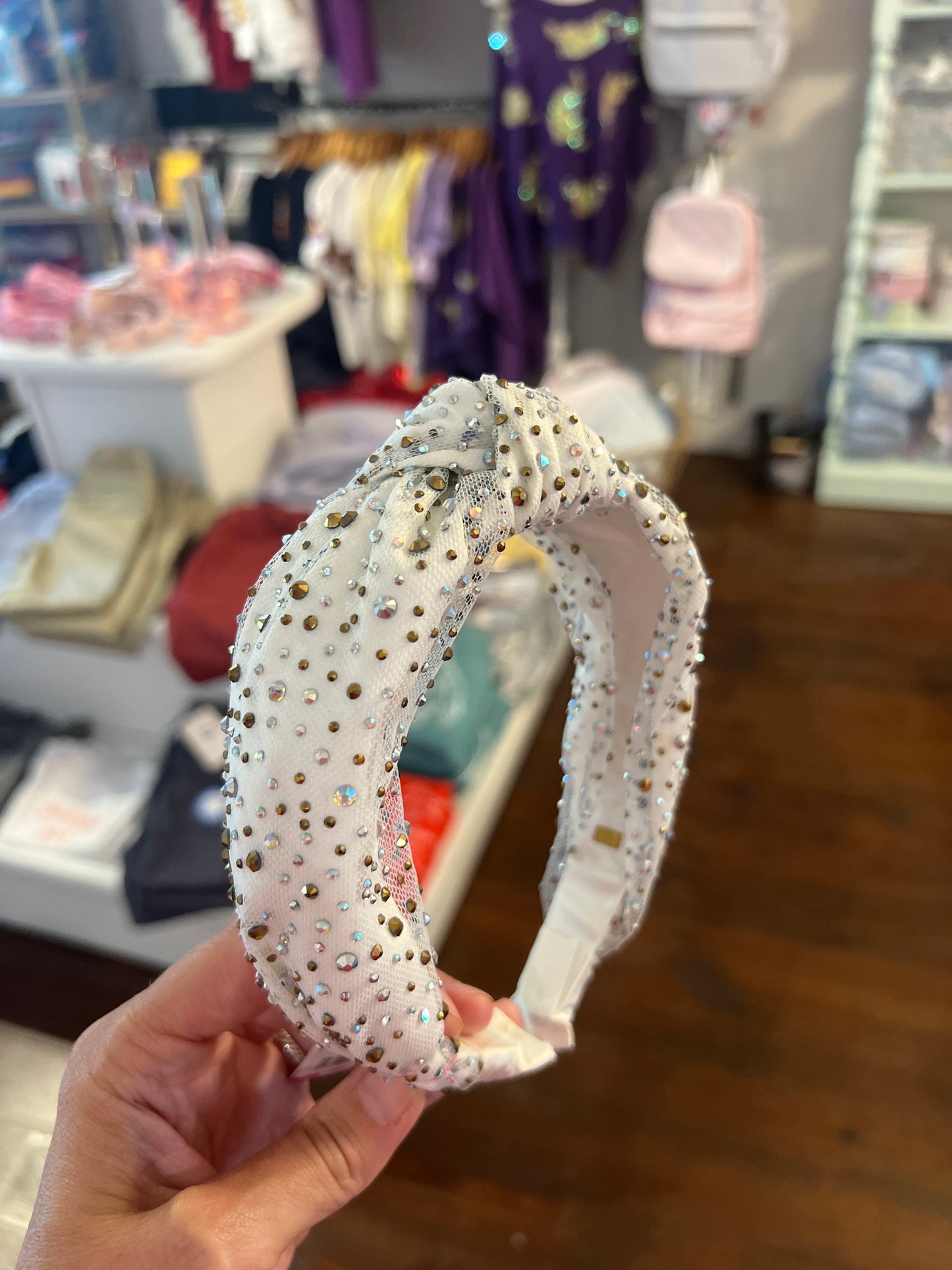White Mesh studded headband