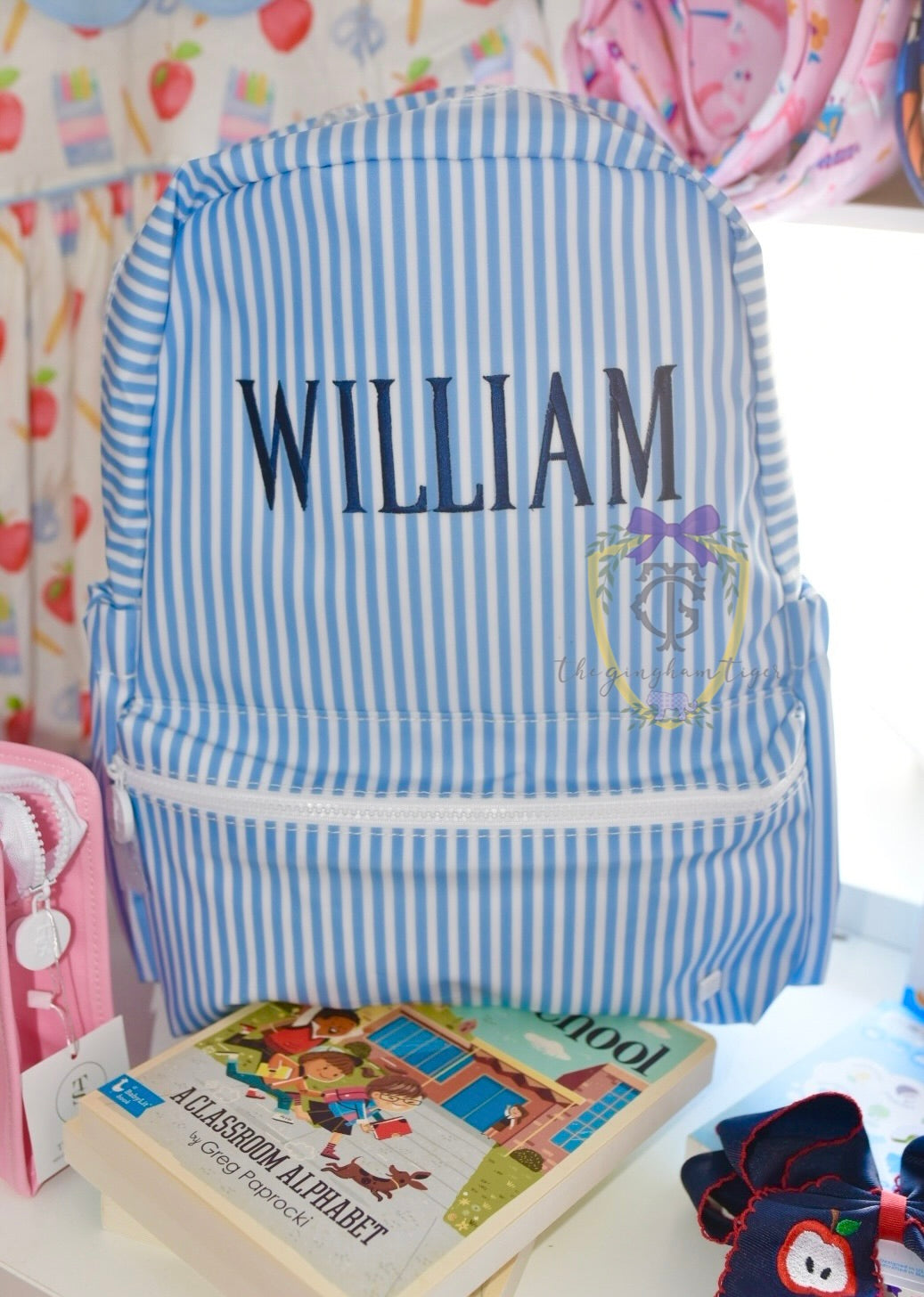 Chambray Stripe Blue Backpack TRVL