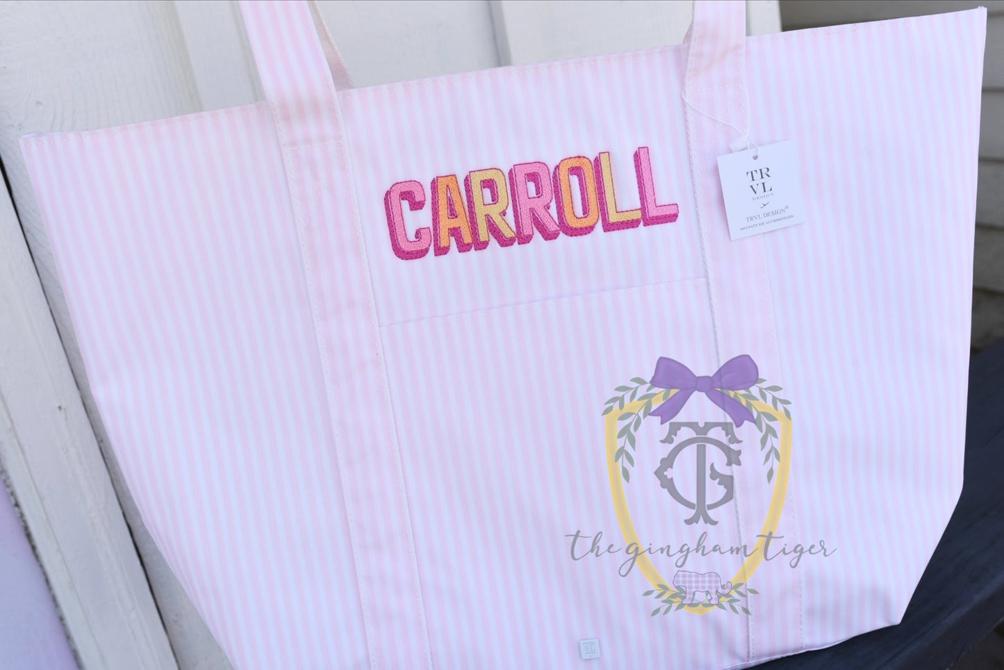 Jumbo XL TRVL tote - Pimlico Pink Stripe