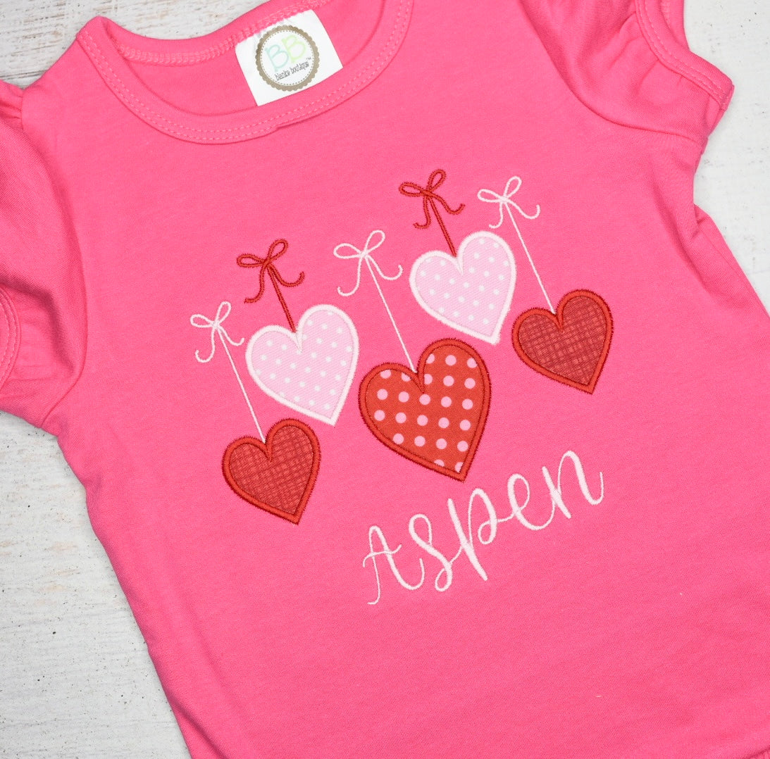 Ribbon Hearts Applique Tee