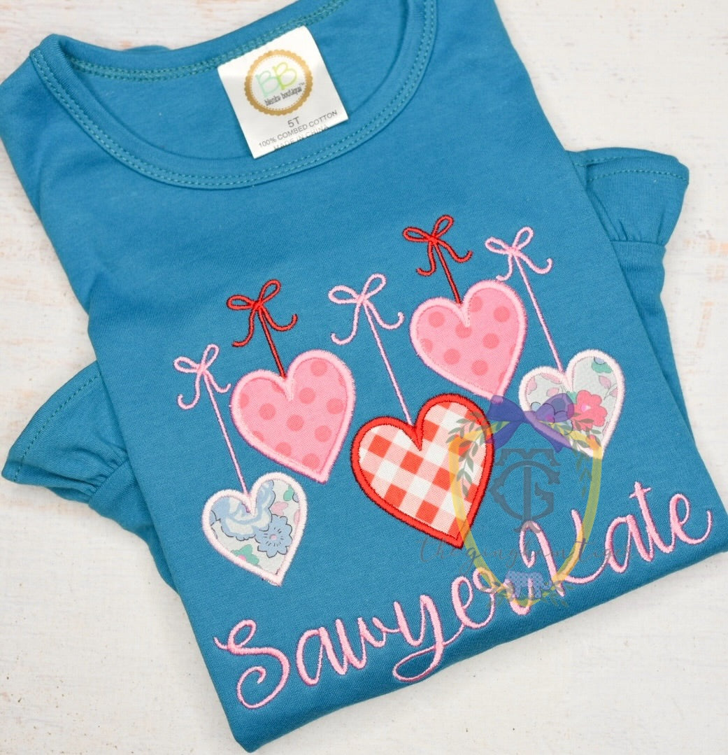 Ribbon Hearts Applique Tee