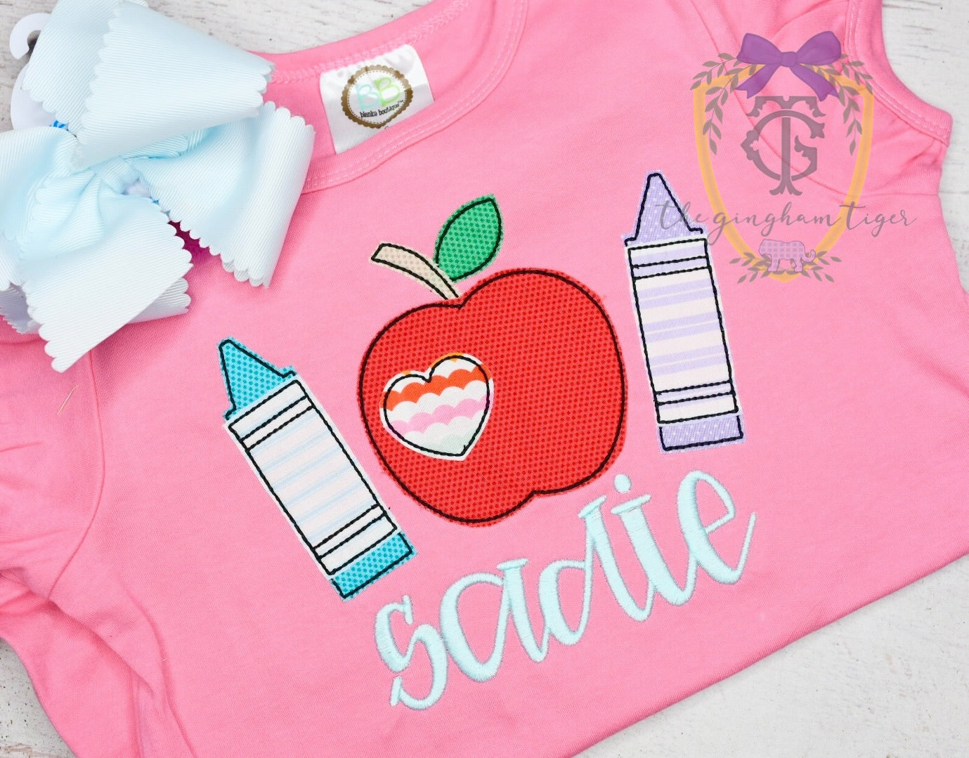 Apple + Crayon Applique Tee or Dress