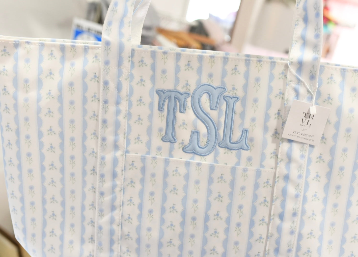 Ribbon Floral Blue TRVL JUMBO Tote