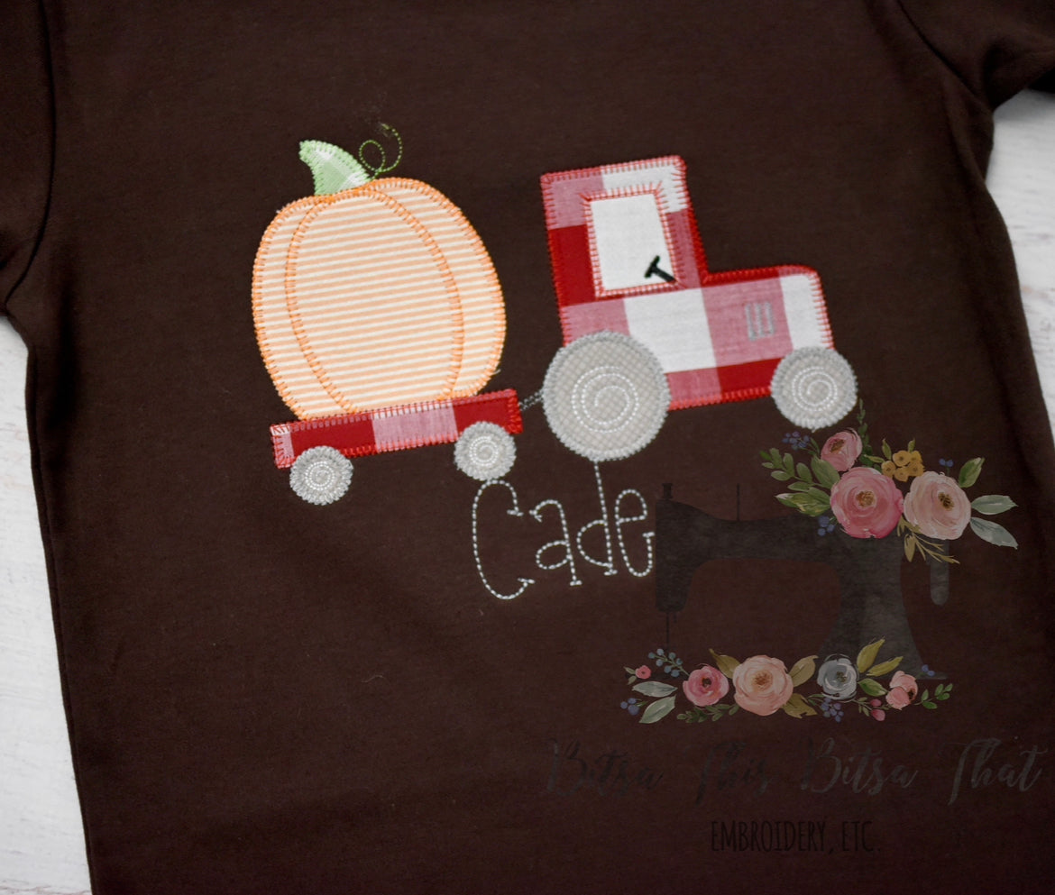 Tractor Pumpkin Applique