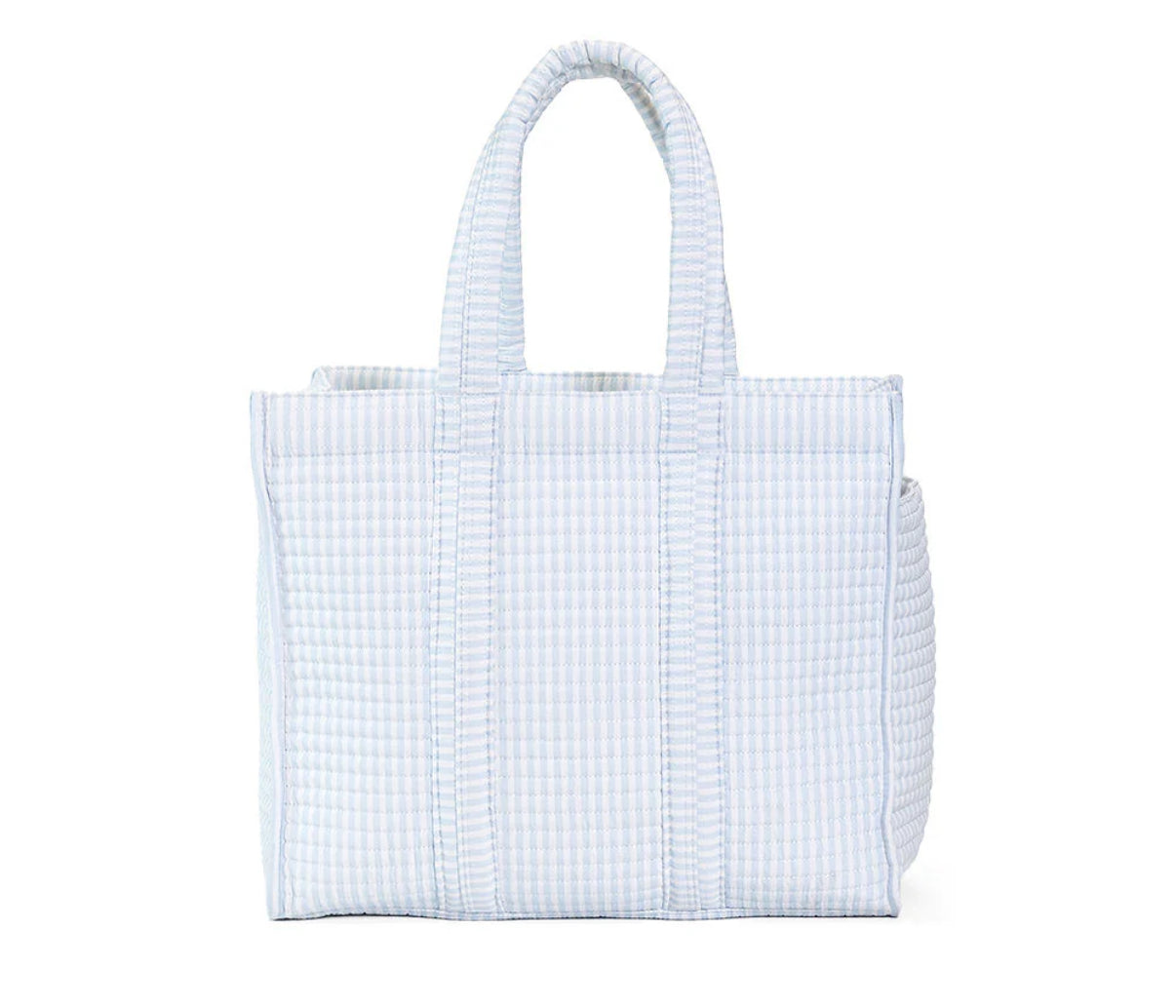 Quilted Go Go Tote Blue Stripe TRVL
