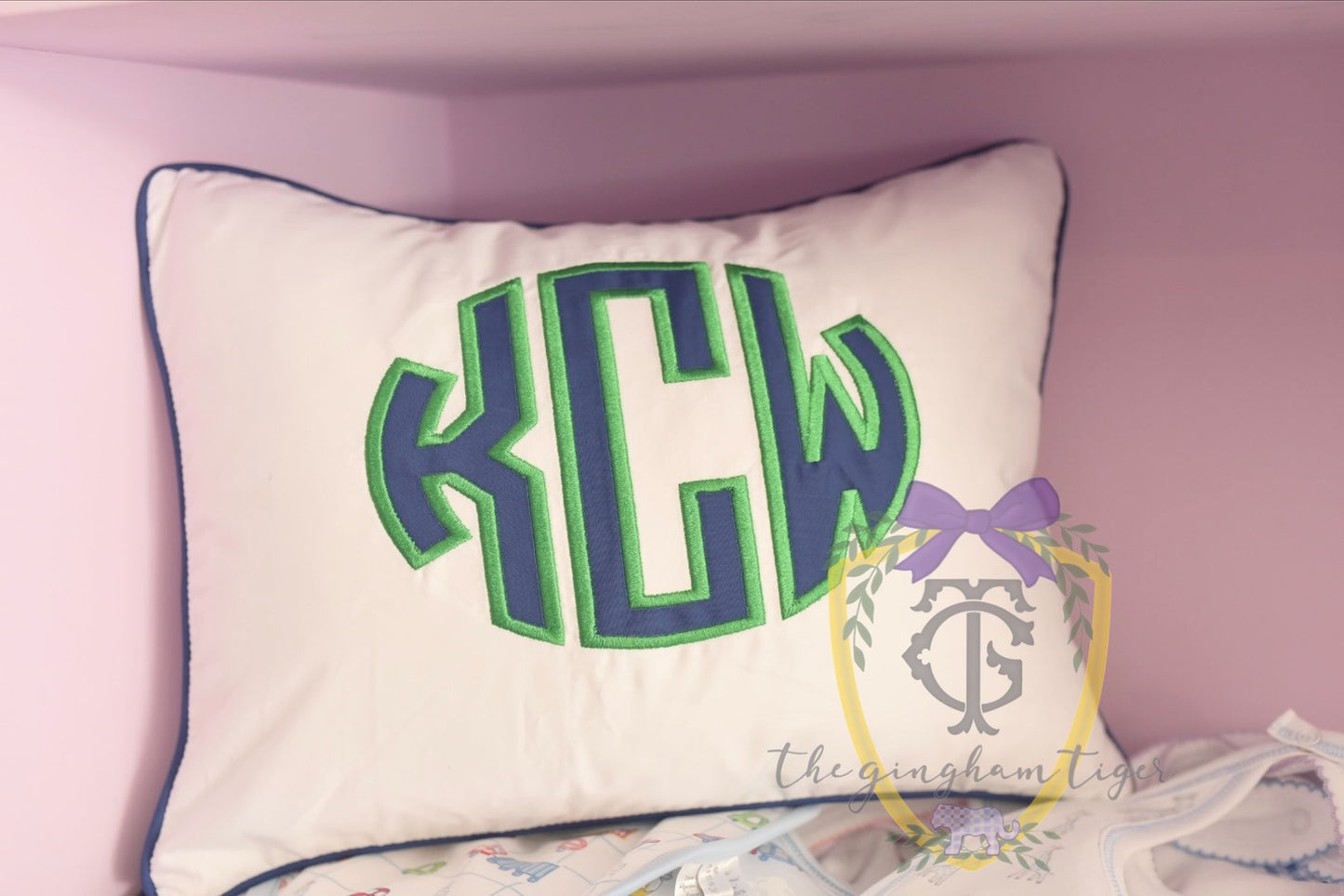 Piping Edge Pillowcase with Applique Monogram