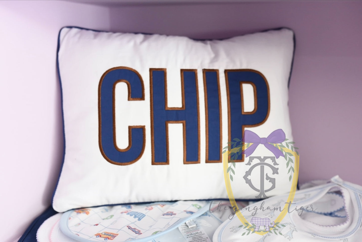 Piping Edge Pillowcase with Applique Monogram