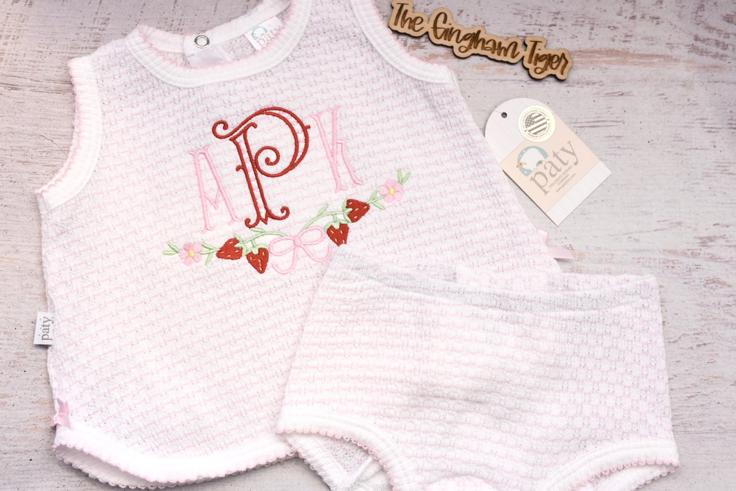 Paty Pink Flutter Sleeve Diaper Set with Bows