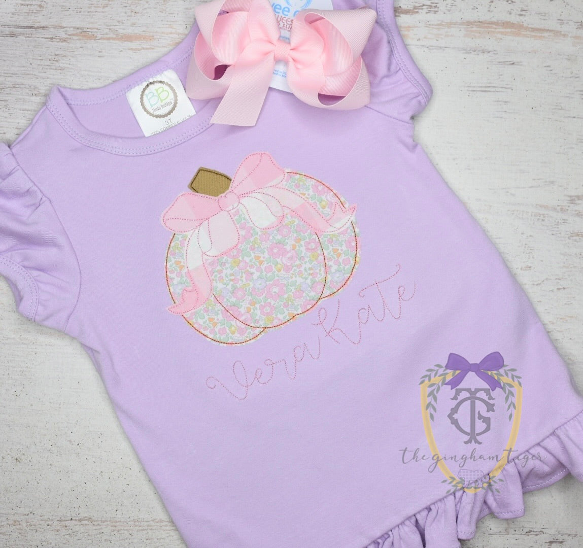 Floral Pumpkin with Bow Applique Tee