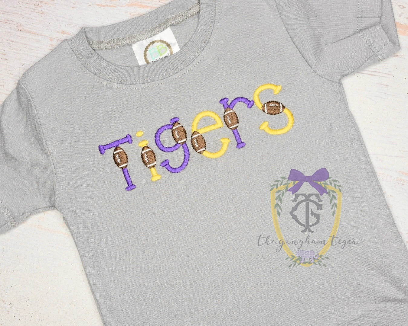 Embroidered Team Tee - Purple/Gold Tigers