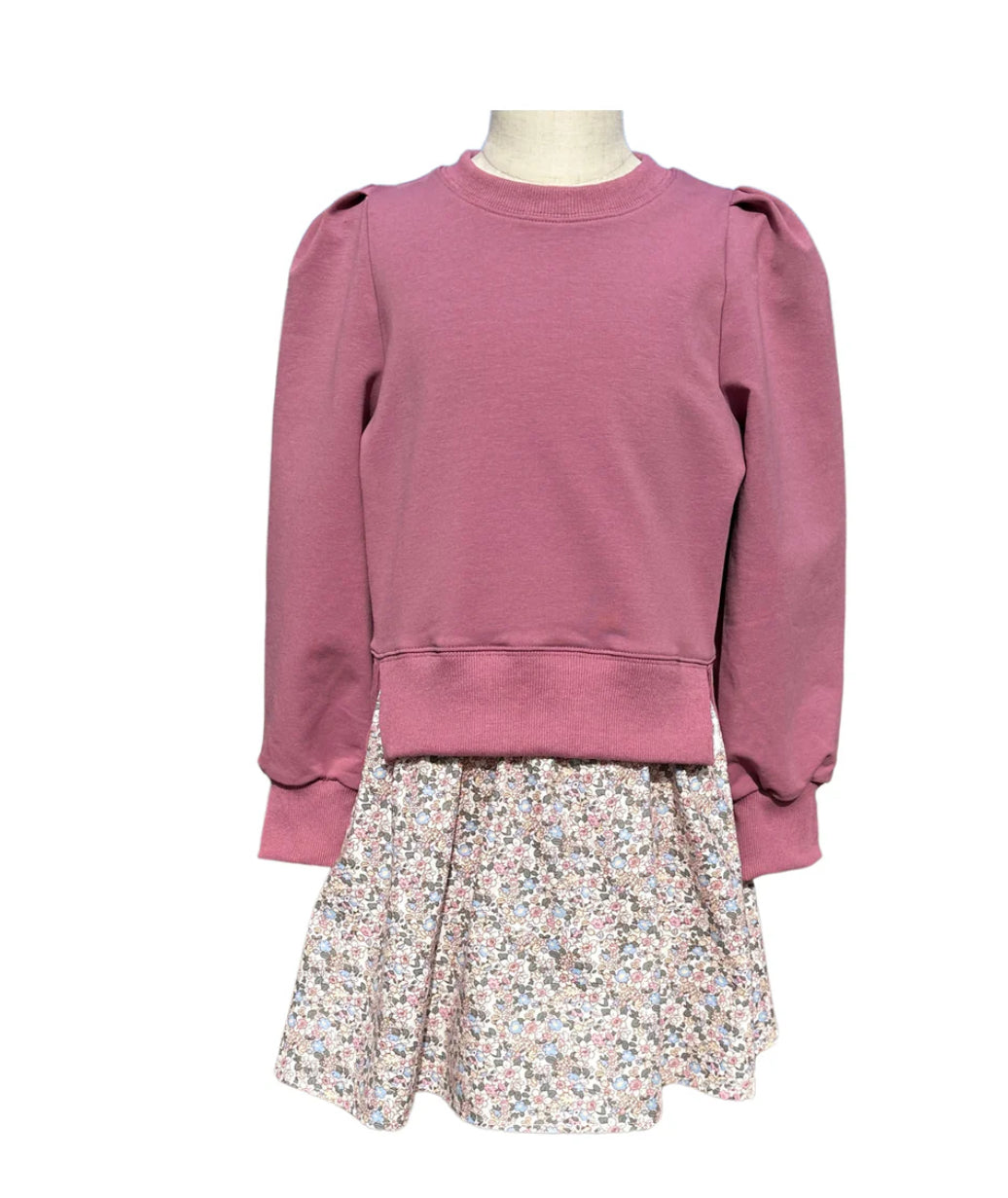 Clara Combo Dress - Rose