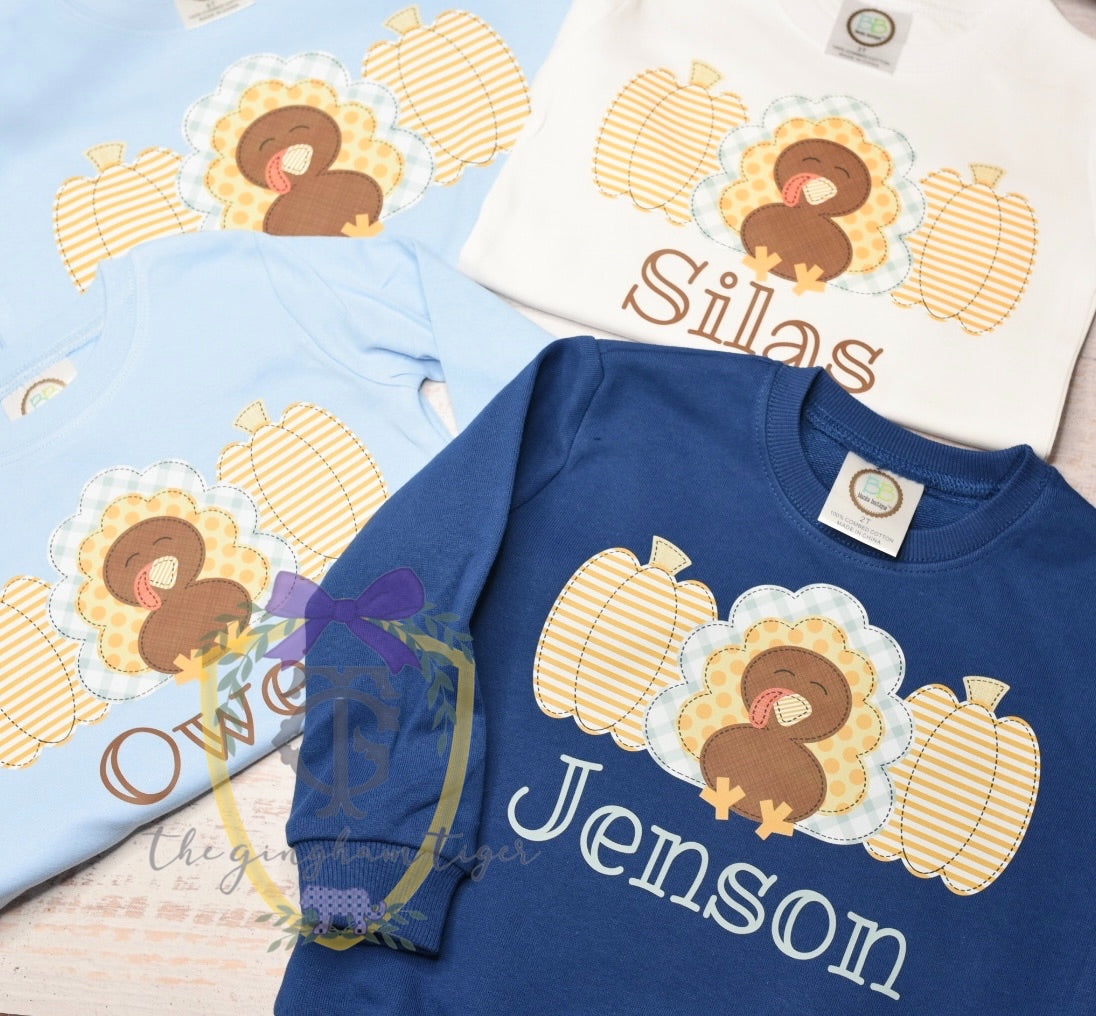 Boys printed turkey trio