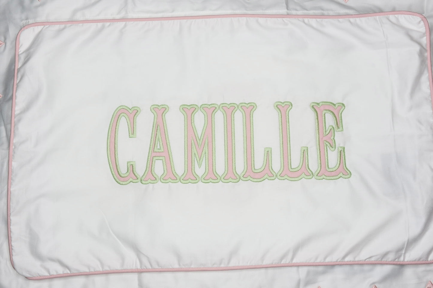 Piping Edge Pillowcase with Applique Monogram