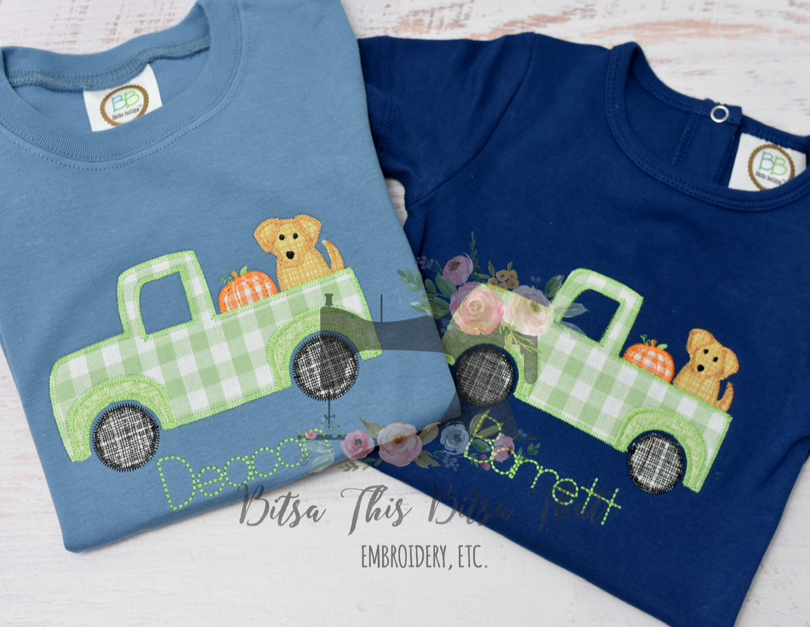 Fall Puppy Truck Applique