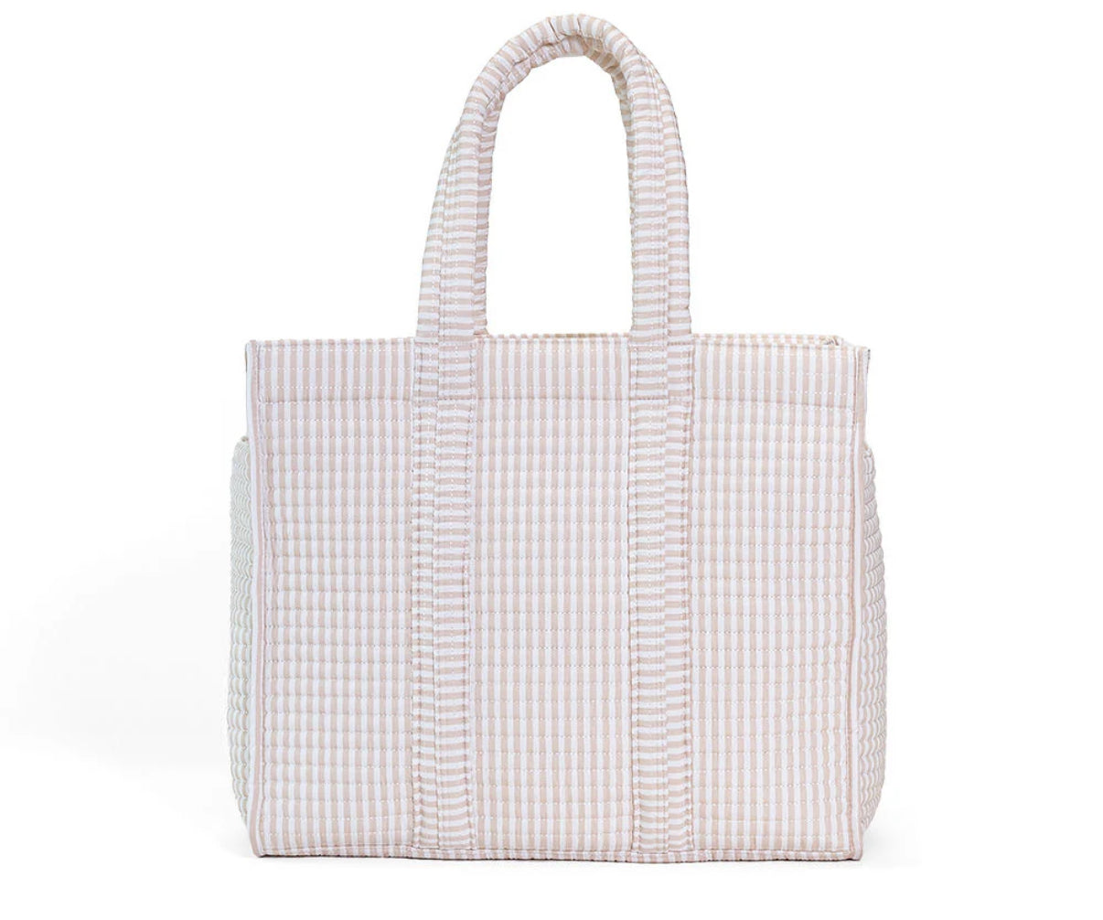 Quilted Go Go Tote Stripe Sand TRVL - restock 8/30