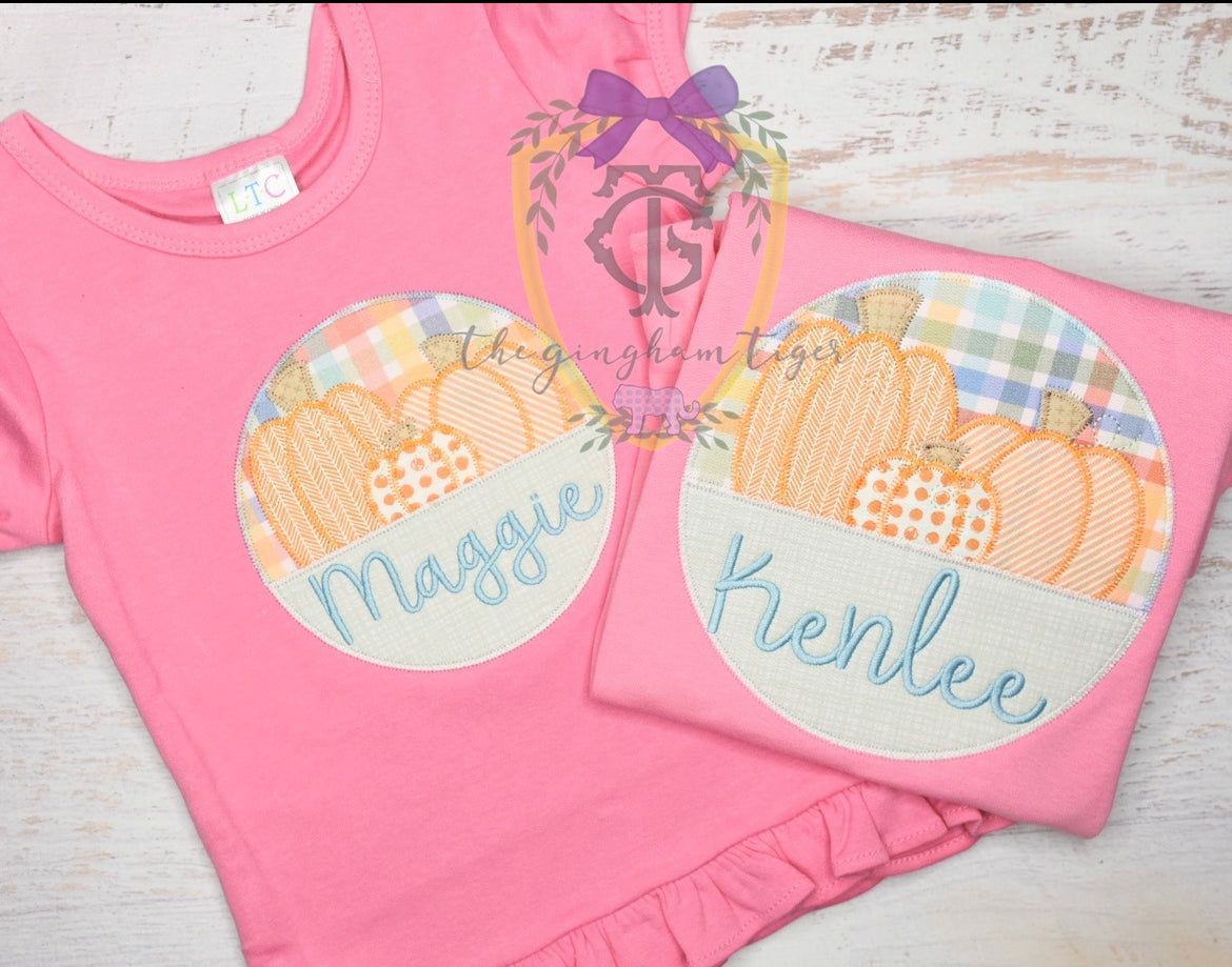 Girl Pumpkin Circle Applique