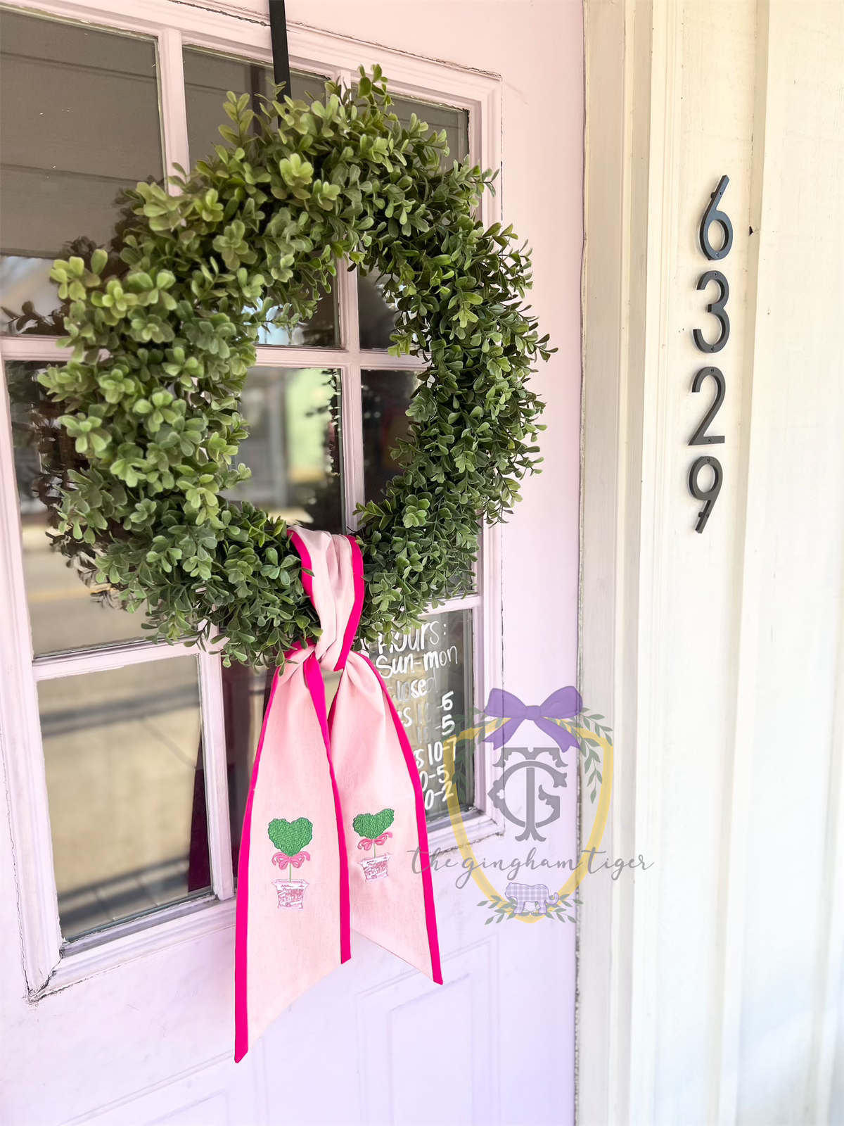 Chinoserie Heart Topiary Wreath Sash