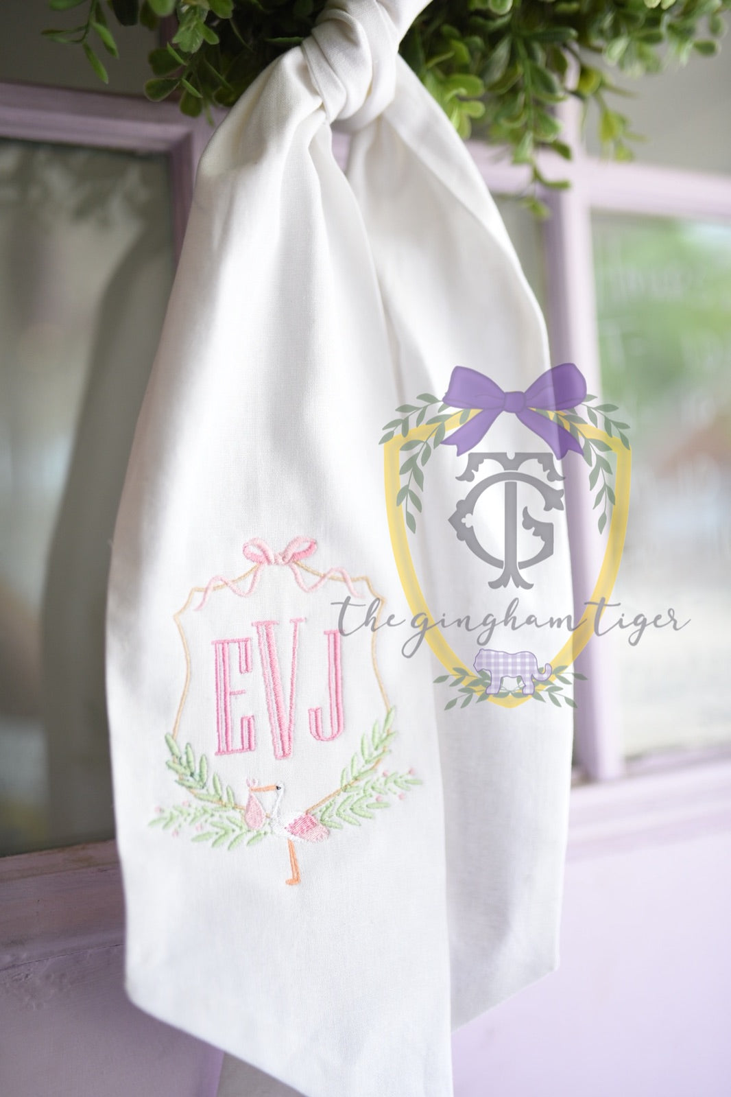 Baby Wreath Sash Stork