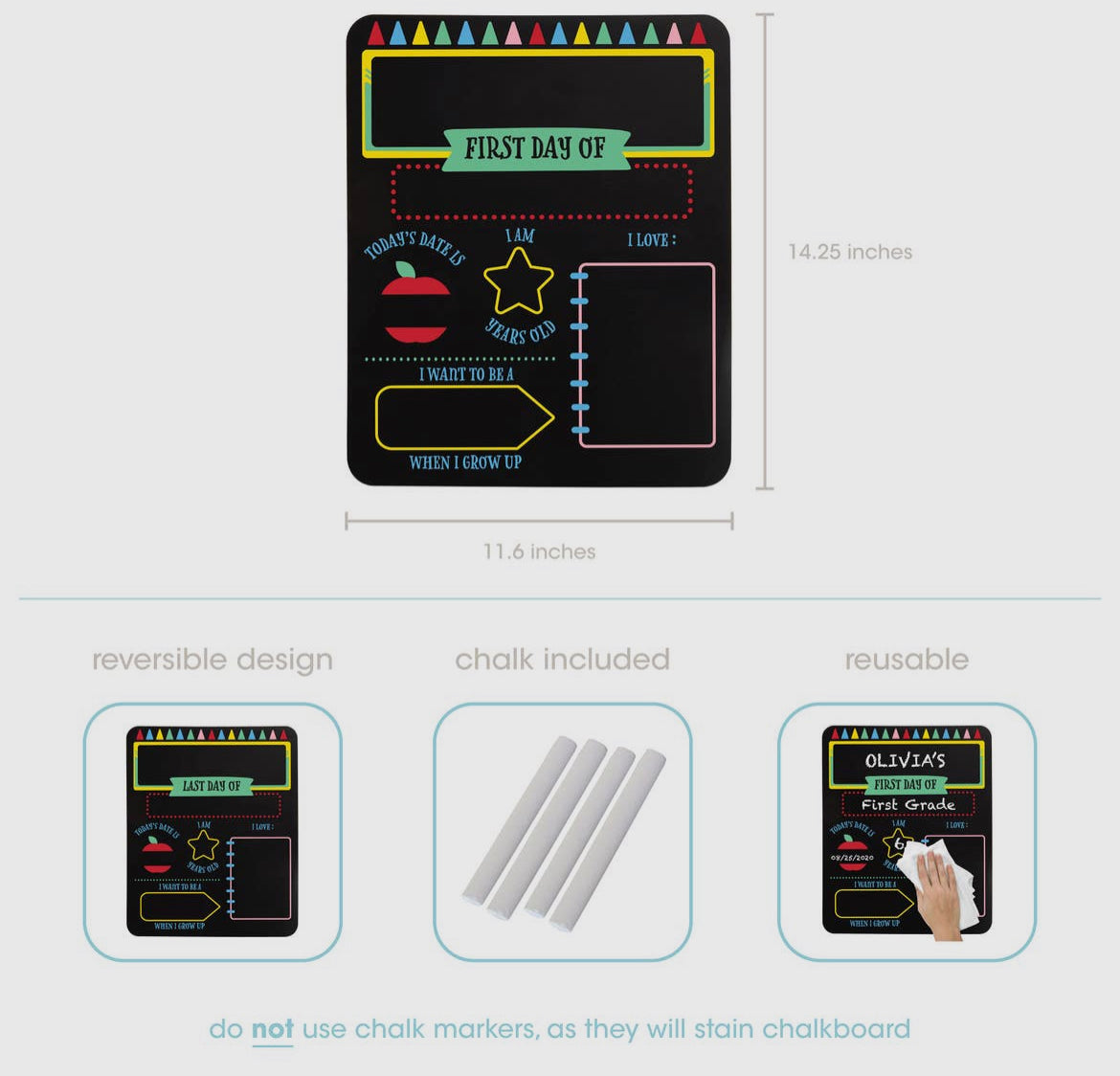 First & Last Day of School Reversible Chalkboard