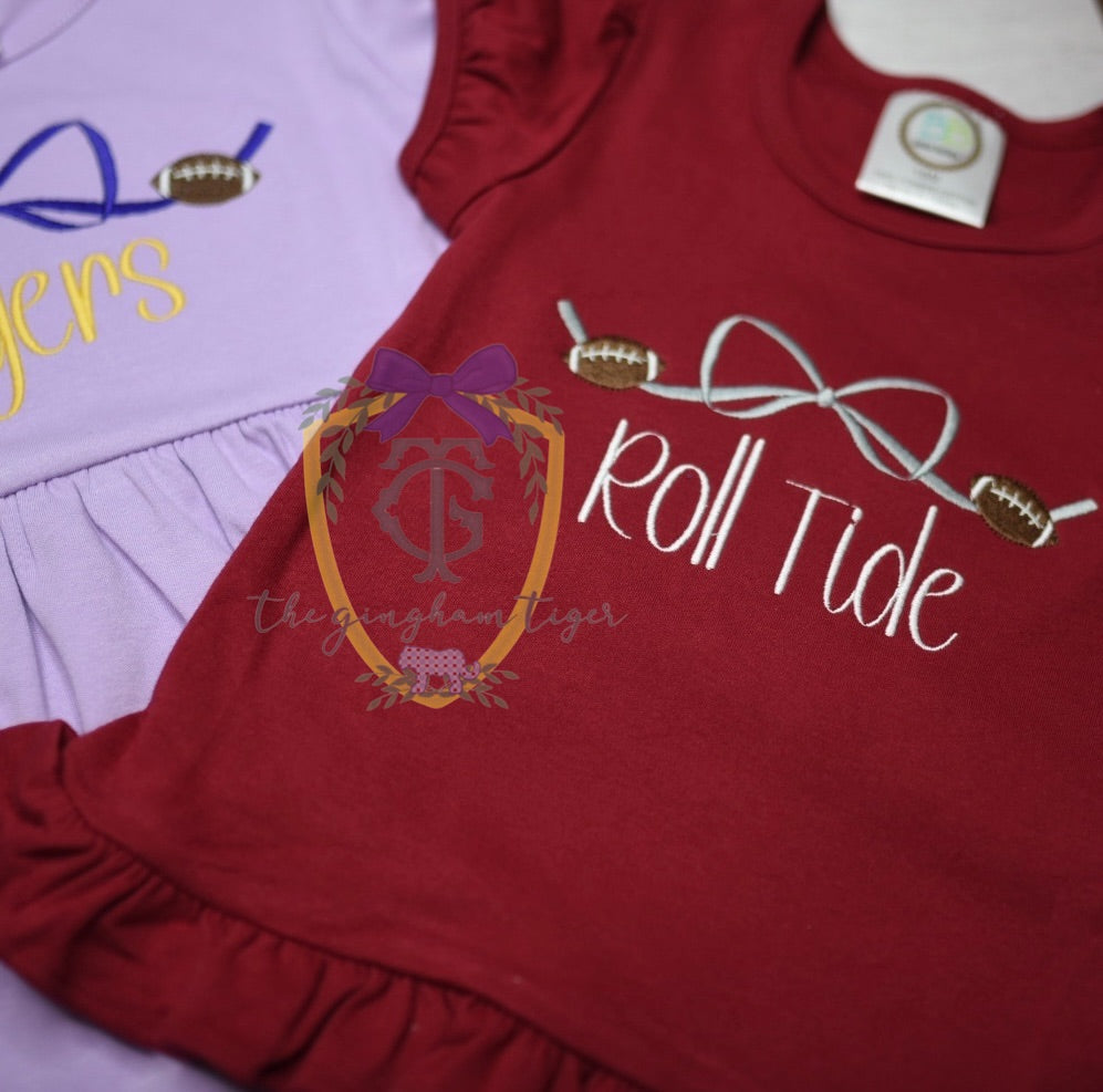 Football Bow Embroidery Shirt
