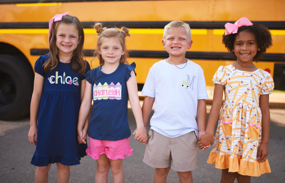 Crayons Row + Name Applique Tee