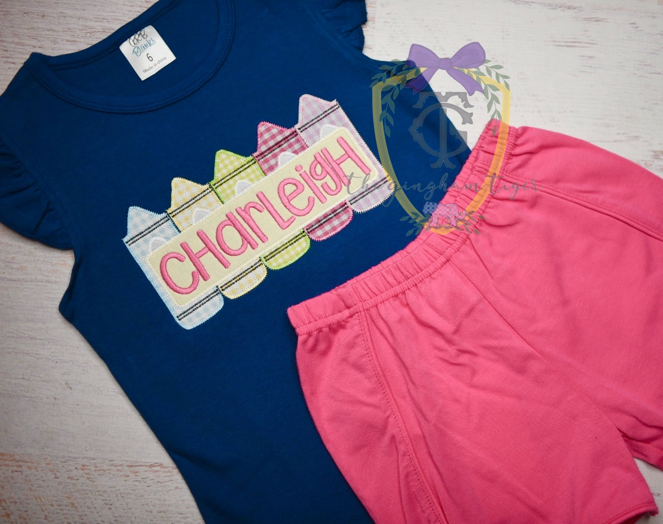 Crayons Row + Name Applique Tee