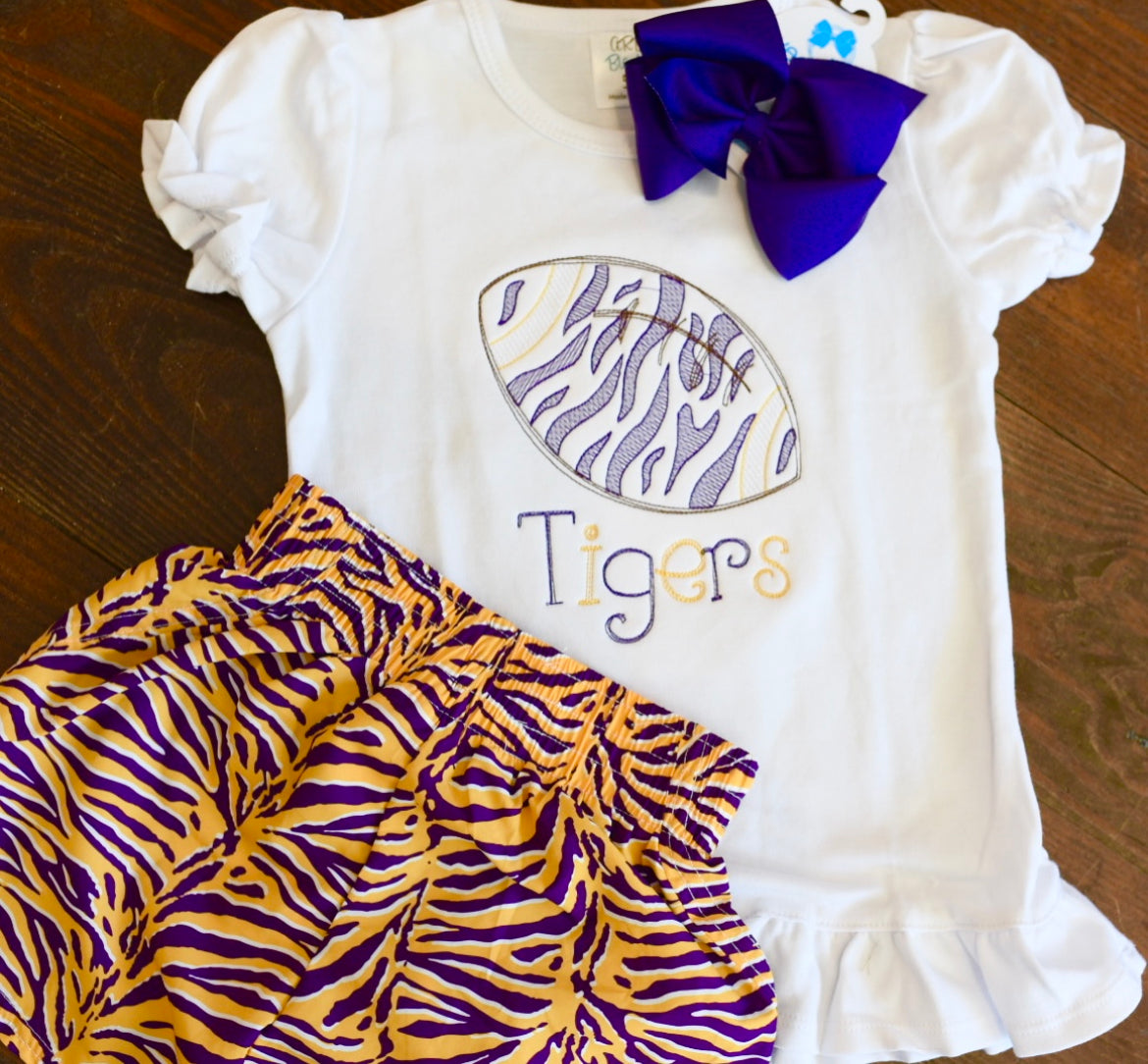 Sketch Embroidery Tigers Stripe or Leopard Football