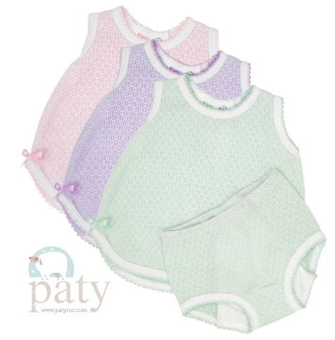 Paty Sleeveless Top with Diaper Cover set - Green