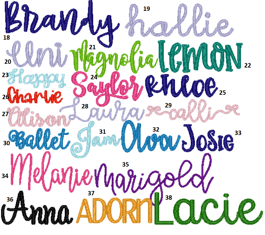 FONTS for embroidery