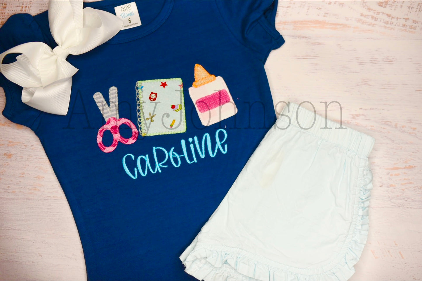 School Supplies Applique shirt