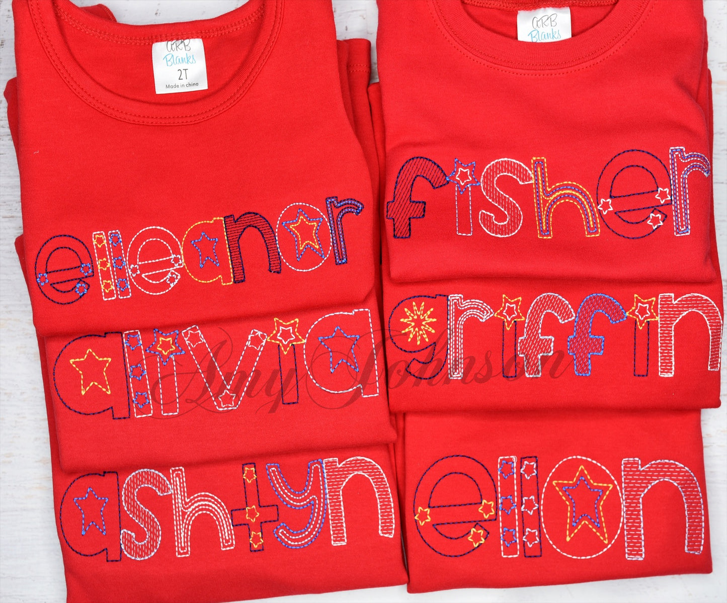 Patriotic Name Embroidery Design