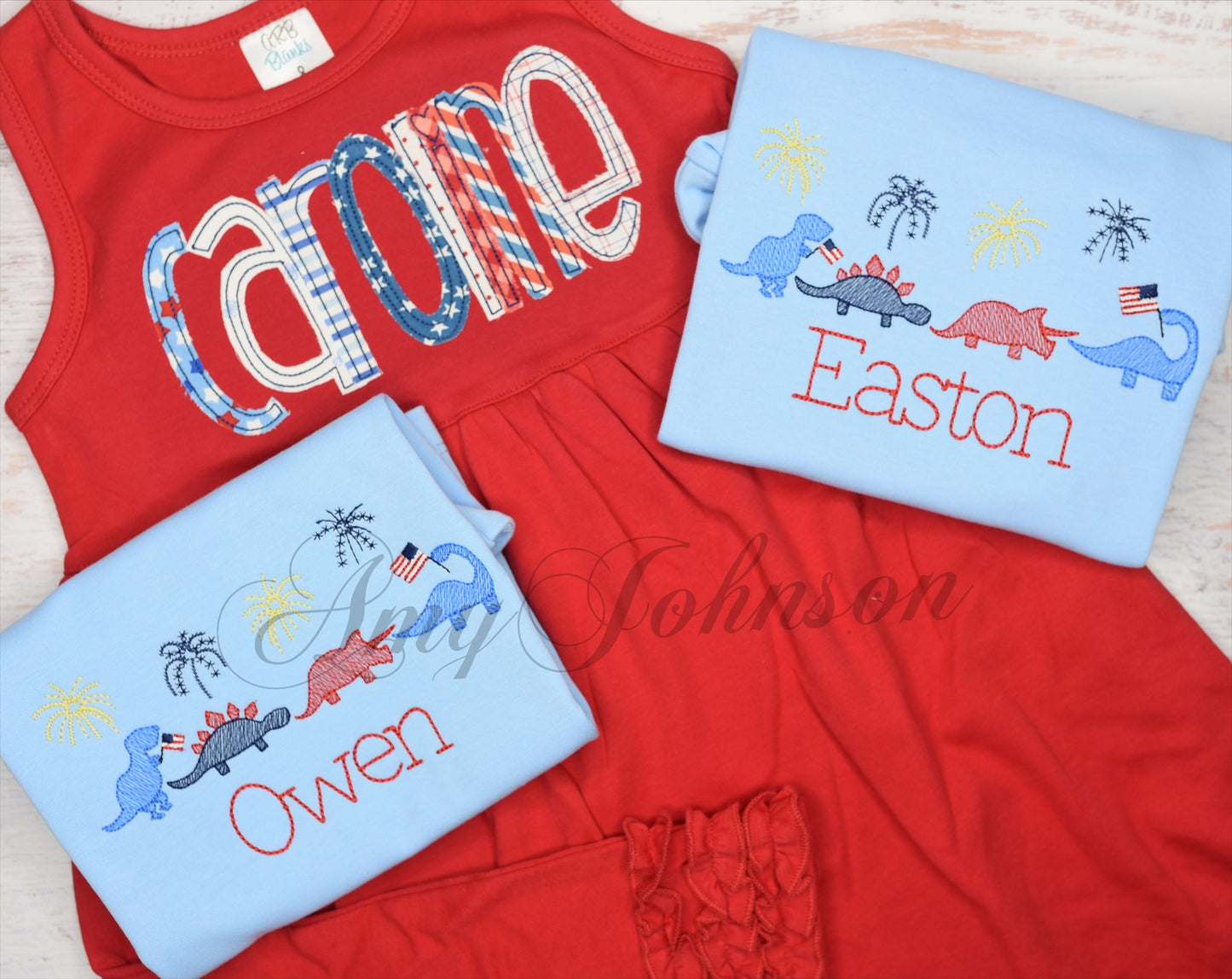 Patriotic Dino Embroidery