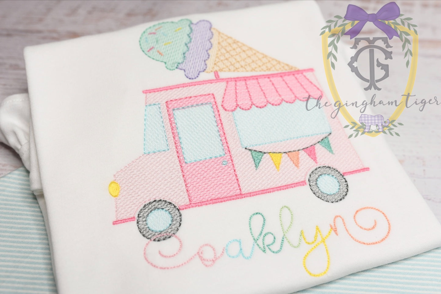 Ice-Cream Truck Sketch Embroidery