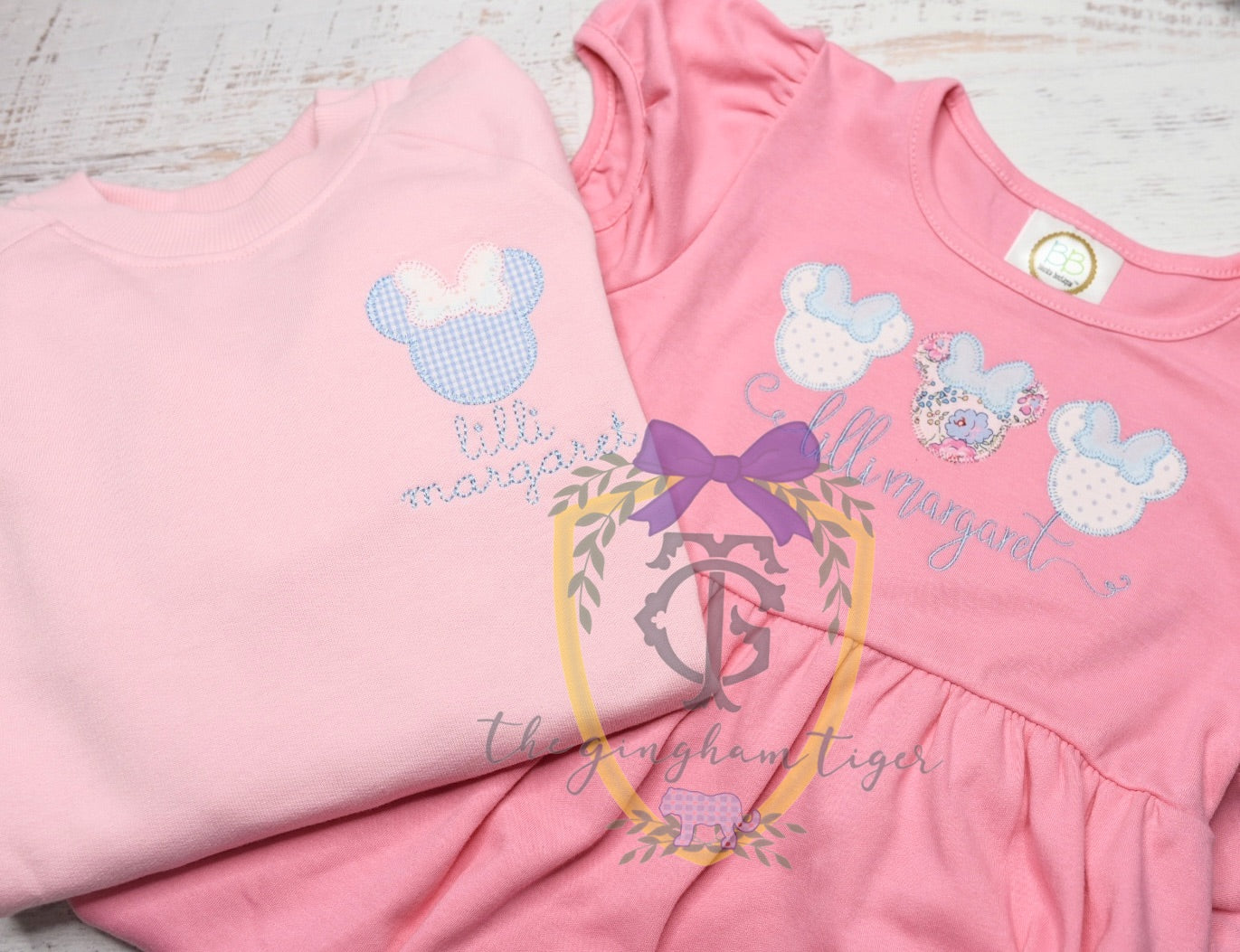 Girl Mouse Applique Trio Dress or Tee