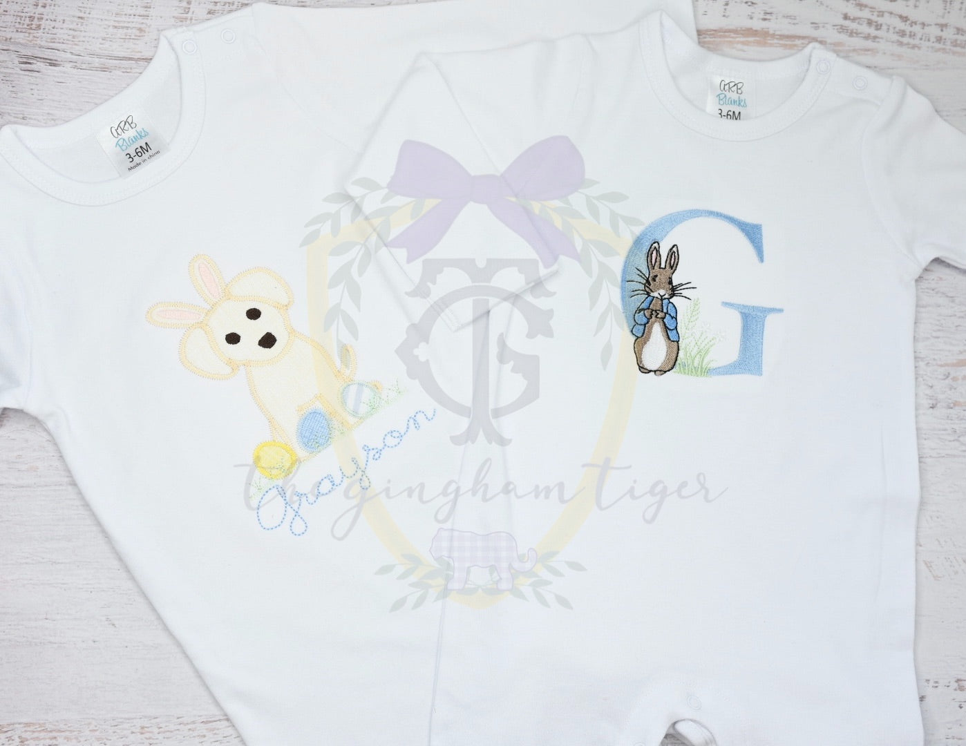 Pete Rabbit Embroidery Tee or Romper