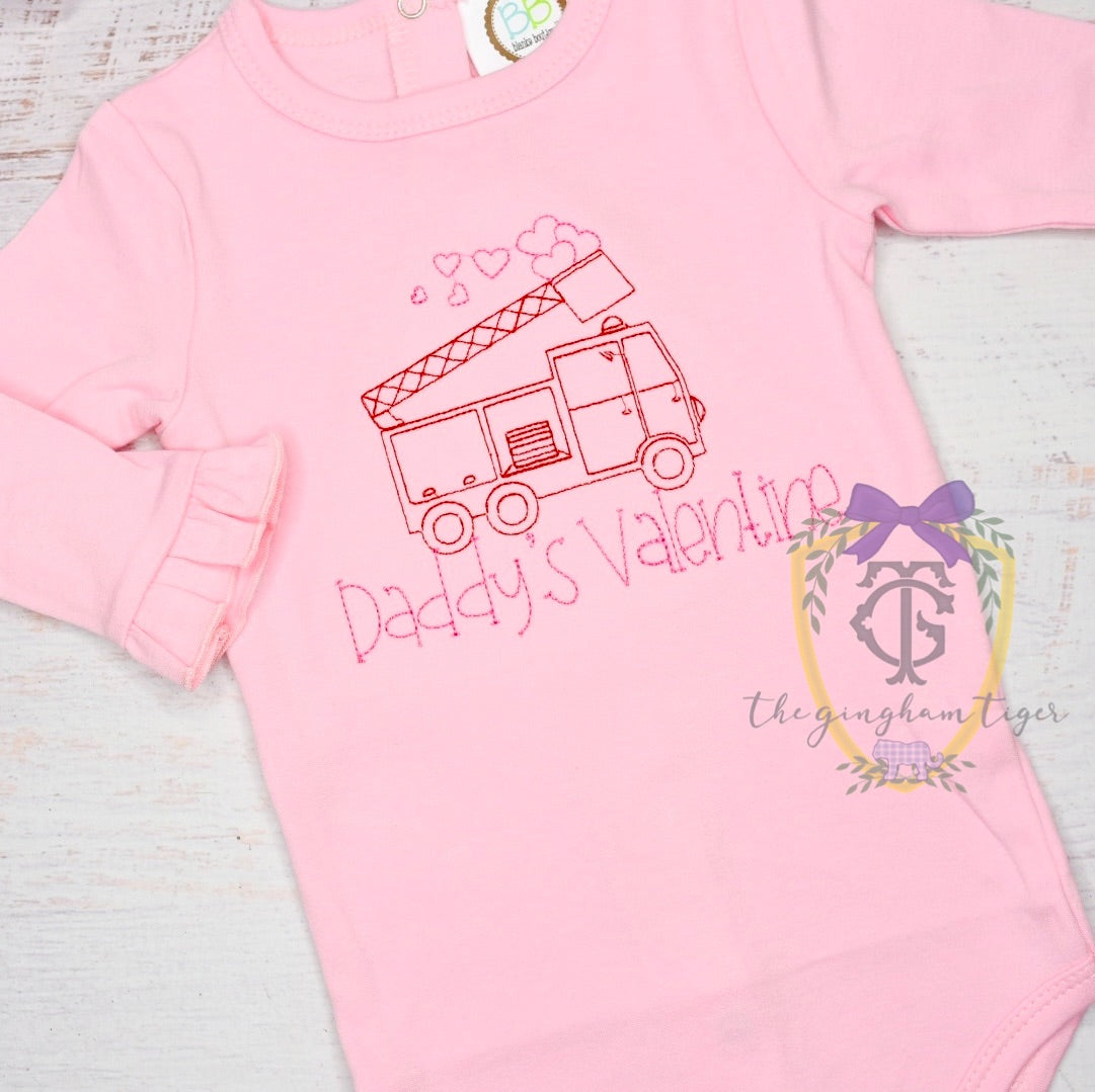 Valentine Firetruck Embroidered Tee